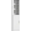 Homcom Colonne salle de bain H180 cm - 2 portes, 4 étagères réglables - effet bois blanc* Colonne De Salle De Bains