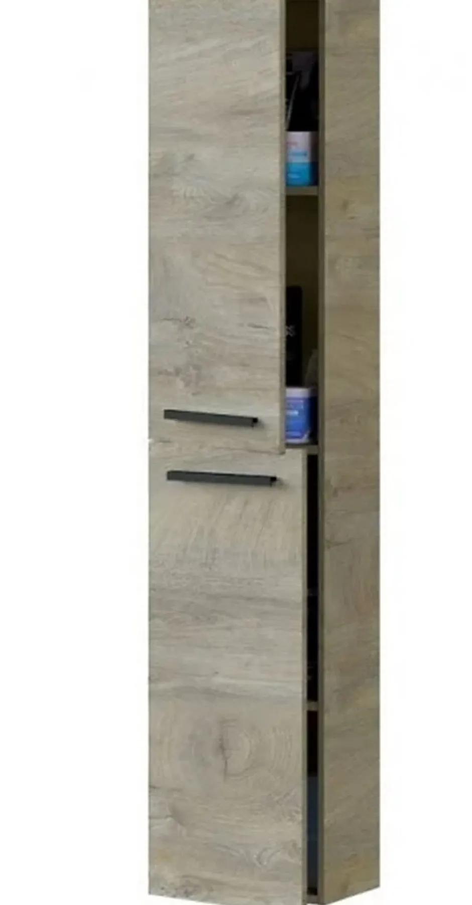 Pegane Colonne salle de bain Suspendue avec 2 Portes coloris Alaska chêne à nœuds - Hauteur 150 x Longueur 30 x Profondeur 25 cm* Colonne De Salle De Bains