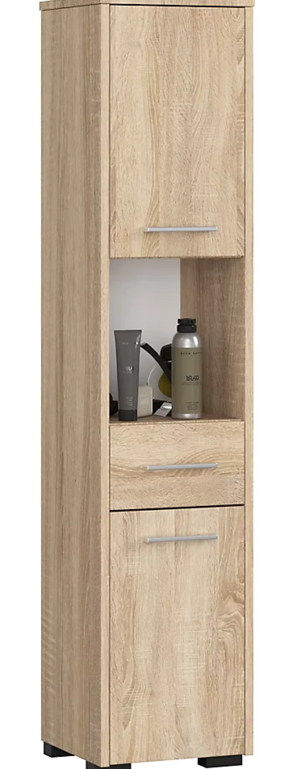 Akord Furniture Factory Colonne salle de bains AKORD FIN Chêne Sonoma 30 cm 2 portes 1 tiroir façade Chêne Sonoma 5 étagères 30x30x140 cm