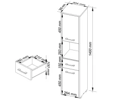 Akord Furniture Factory Colonne salle de bains AKORD FIN Chêne Sonoma 30 cm 2 portes 1 tiroir façade Chêne Sonoma 5 étagères 30x30x140 cm