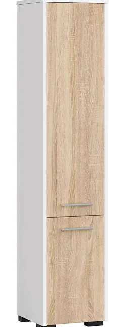 Akord Furniture Factory Colonne salle de bains AKORD FIN Blanche 30 cm 2 portes façade Chêne Sonoma 5 étagères 30x30x140 cm* Colonne De Salle De Bains