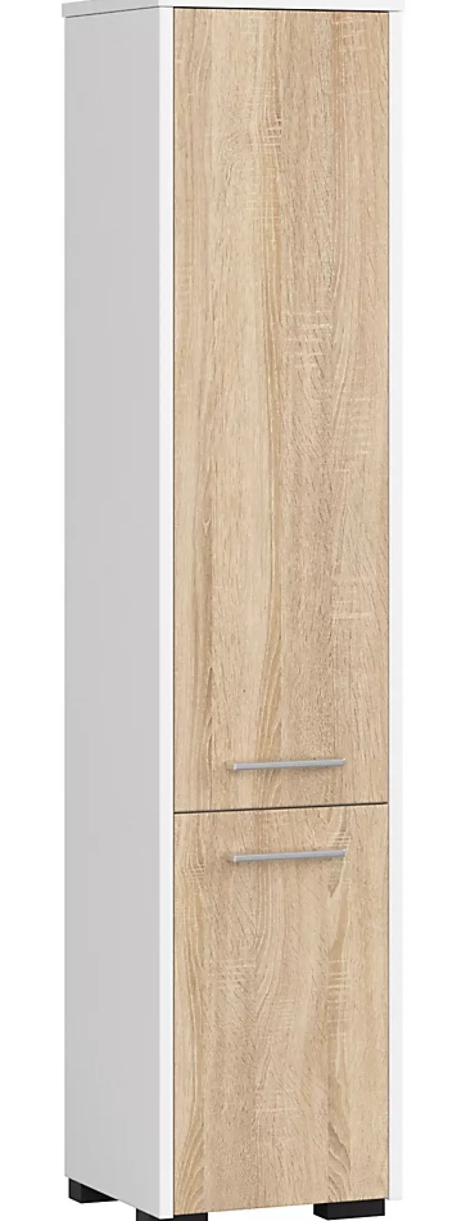 Akord Furniture Factory Colonne salle de bains AKORD FIN Blanche 30 cm 2 portes façade Chêne Sonoma 5 étagères 30x30x140 cm* Colonne De Salle De Bains