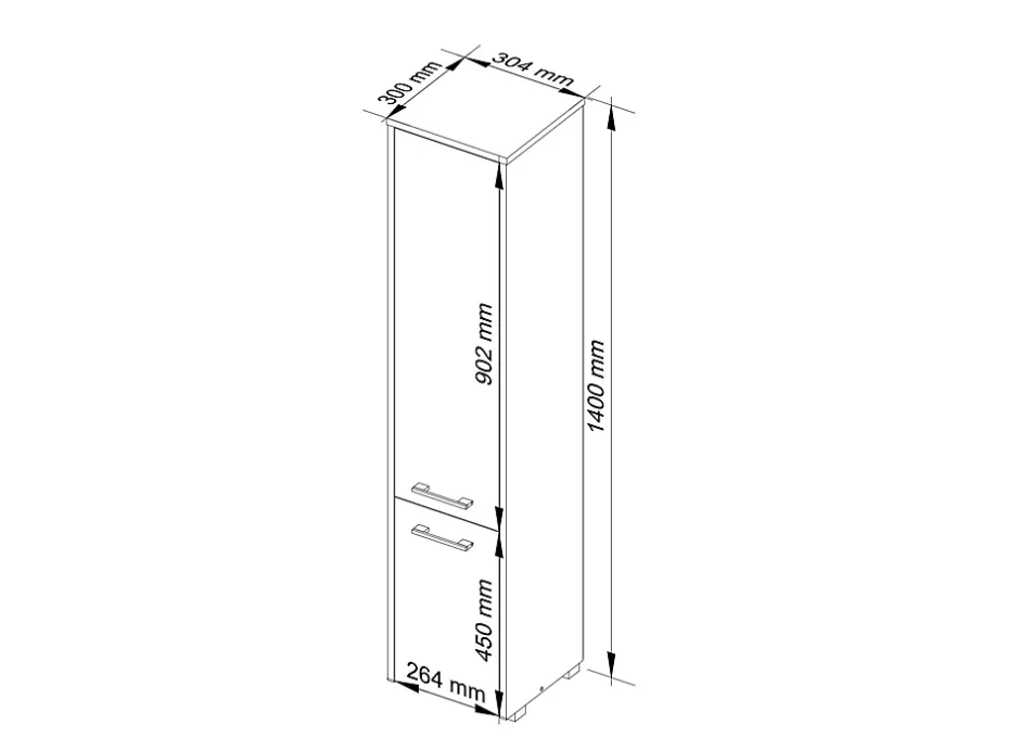 Akord Furniture Factory Colonne salle de bains AKORD FIN Blanche 30 cm 2 portes façade Chêne Sonoma 5 étagères 30x30x140 cm* Colonne De Salle De Bains