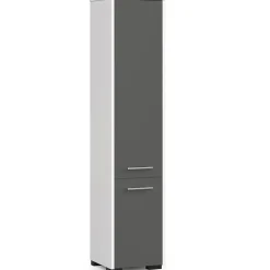 Akord Furniture Factory Colonne salle de bains AKORD FIN Blanche 30 cm 2 portes façade Gris Graphite 5 étagères 30x30x140 cm* Colonne De Salle De Bains