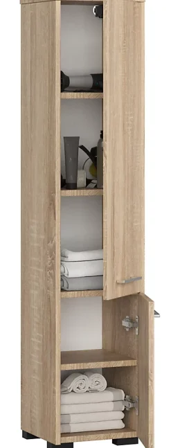 Akord Furniture Factory Colonne salle de bains AKORD FIN Chêne Sonoma 30 cm 2 portes façade Chêne Sonoma 5 étagères 30x30x140 cm