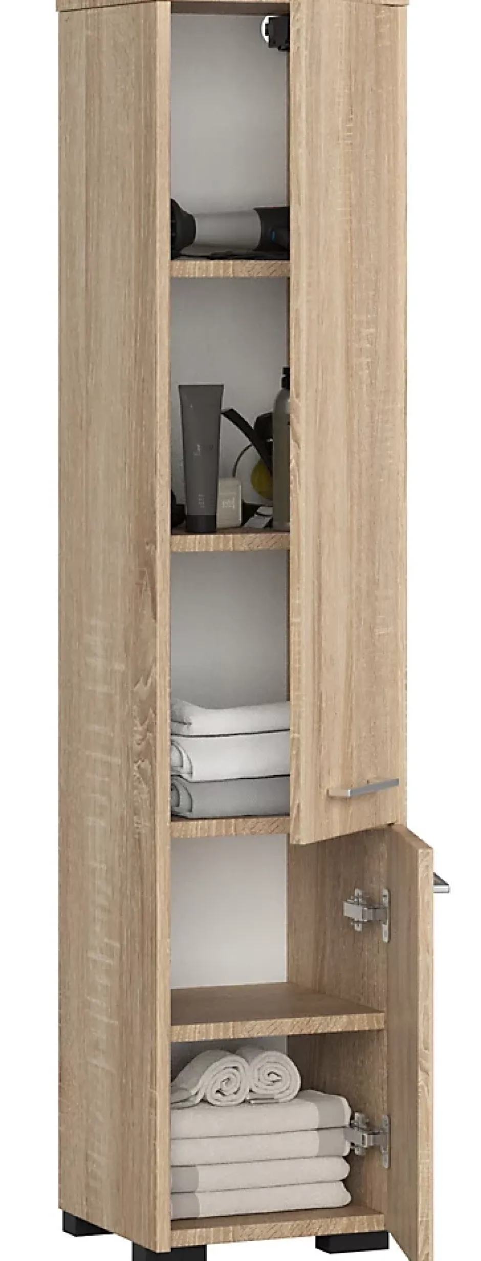 Akord Furniture Factory Colonne salle de bains AKORD FIN Chêne Sonoma 30 cm 2 portes façade Chêne Sonoma 5 étagères 30x30x140 cm