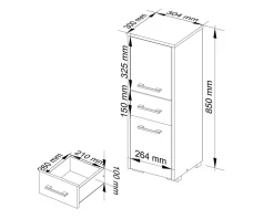 Akord Furniture Factory Colonne salle de bains AKORD FIN Wengé 30 cm 2 portes 1 tiroir façade Wengé 3 étagères 30x30x85 cm