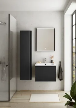Ipiemme SRL Colonne salle de bains noir mat l.35 x H.150 x P.30 cm, Pura+* Colonne De Salle De Bains