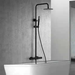 Imex Products Colonne vasquedouche noire acier et laiton avec douchette anticalcaire et mitigeur thermostatique