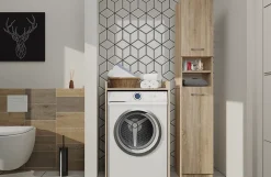 Autres COMO - Meuble de rangement pour machine à laver - Meuble SDB - 64x50x97.5 cm - Buanderie* Meuble De Salle De Bains Faible Profondeur