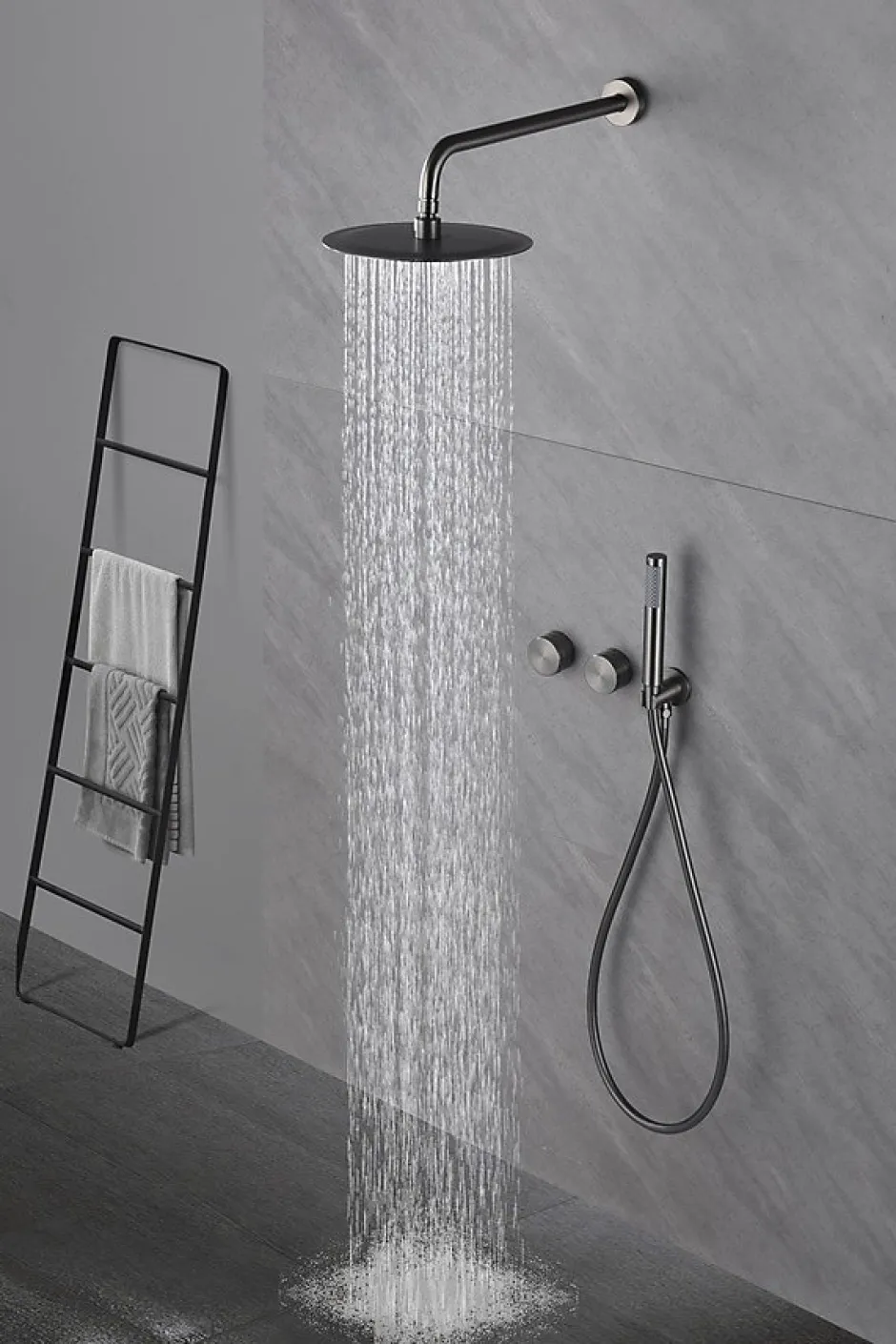 Hudor Composition de douche SC64 en laiton gun black collection Permesse