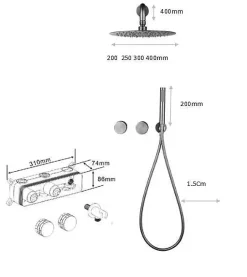Hudor Composition de douche SC64 en laiton gun black collection Permesse