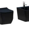Laneri Couple de sanitaires suspendu Rimless sans bride, gamme New Edge de couleur noire mat avec abattant soft-close inclus* Wc À Poser