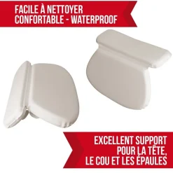 Vivezen Coussin, oreiller de bain avec ventouses pour baignoire, Spa - Blanc -* Accessoire De Baignoire
