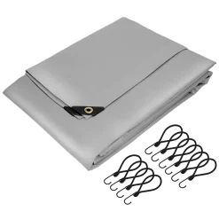 ECD Germany Couverture housse protection 4x6m 24m² en PVC imperméable + œillets 650g/m² gris