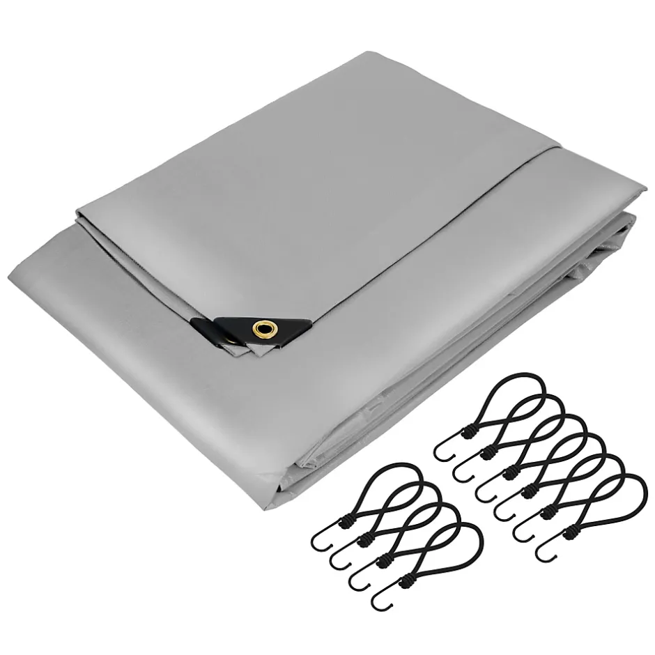ECD Germany Couverture housse protection 4x6m 24m² en PVC imperméable + œillets 650g/m² gris