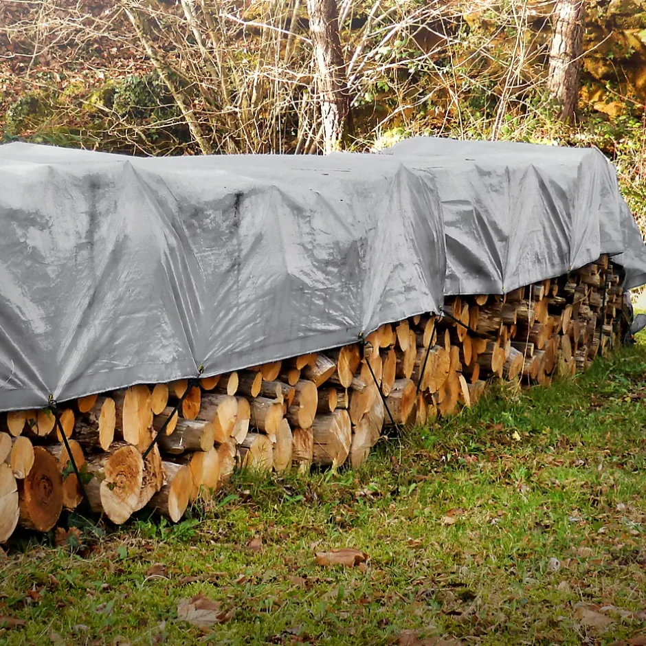 ECD Germany Couverture housse protection 4x6m 24m² en PVC imperméable + œillets 650g/m² gris