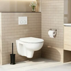 Cuvette suspendue Urmia en porcelaine vitrifiée avec abattant polypropylène blanc* Wc Suspendu