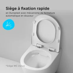 Am.Pm Europe Cuvette WC Suspendu Blanc Toilette Suspendu FlashClean WC sans rebord avec couvercle de siège SoftClose, CXB1701SC Blanc AM.PM