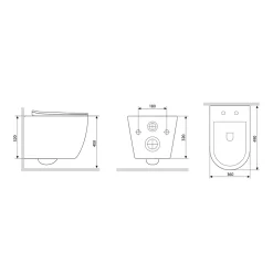 Am.Pm Europe Cuvette WC Suspendu Blanc Toilette Suspendu FlashClean WC sans rebord avec couvercle de siège SoftClose, CXB1701SC Blanc AM.PM
