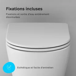 Am.Pm Europe Cuvette WC Suspendu Blanc Toilette Suspendu FlashClean WC sans rebord avec couvercle de siège SoftClose, CXB1701SC Blanc AM.PM
