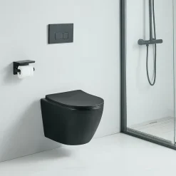 Stano Cuvette WC suspendu CARCEO noir mat - sans bride et avec frein de chute