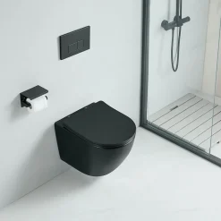 Stano Cuvette WC suspendu CARCEO noir mat - sans bride et avec frein de chute
