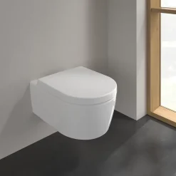 Villeroy & Boch Cuvette WC suspendu en céramique blanche et abattant fermeture ralentie Exclusive,* Wc Suspendu