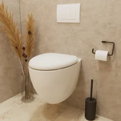 GoodHome Cuvette WC suspendu en céramique, l.37,5 x H.36,5 x P.50 cm, blanc, effet Vortex, Kentia