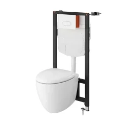 GoodHome Cuvette WC suspendu en céramique, l.37,5 x H.36,5 x P.50 cm, blanc, effet Vortex, Kentia