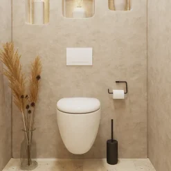 GoodHome Cuvette WC suspendu en céramique, l.37,5 x H.36,5 x P.50 cm, blanc, effet Vortex, Kentia