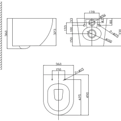 Planète Bain Cuvette WC suspendu gain de place 49 cm sans bride blanc brillant - Corolla