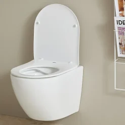 Planète Bain Cuvette WC suspendu gain de place 49 cm sans bride blanc brillant - Corolla