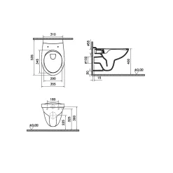 GoodHome Cuvette WC suspendu Lagon en céramique avec abattant duroplast blanc* Wc Suspendu