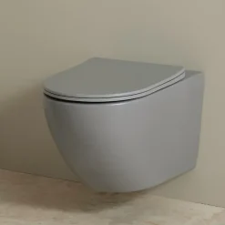 Planète Bain Cuvette WC suspendu gris mat 54 cm sans bride fixations invisibles - Cyrus