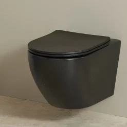 Planète Bain Cuvette WC suspendu noir mat 54 cm sans bride fixations invisibles - Cyrus