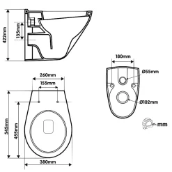 Planète Bain Cuvette WC suspendu PMR surélevée sans bride - AUSTIN