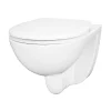 GoodHome Cuvette WC suspendue compacte sans bord avec abattant et frein de chute, sortie horizontale, blanc, Tasi