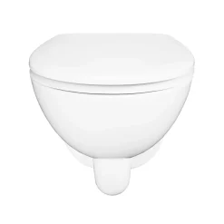 GoodHome Cuvette WC suspendue compacte sans bord avec abattant et frein de chute, sortie horizontale, blanc, Tasi