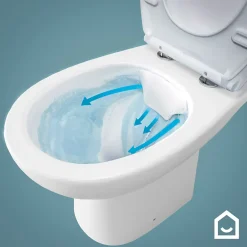 GoodHome Cuvette WC suspendue compacte sans bord avec abattant et frein de chute, sortie horizontale, blanc, Tasi
