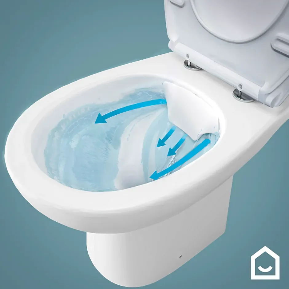 GoodHome Cuvette WC suspendue compacte sans bord avec abattant et frein de chute, sortie horizontale, blanc, Tasi
