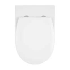 GoodHome Cuvette WC suspendue compacte sans bord avec abattant et frein de chute, sortie horizontale, blanc, Tasi