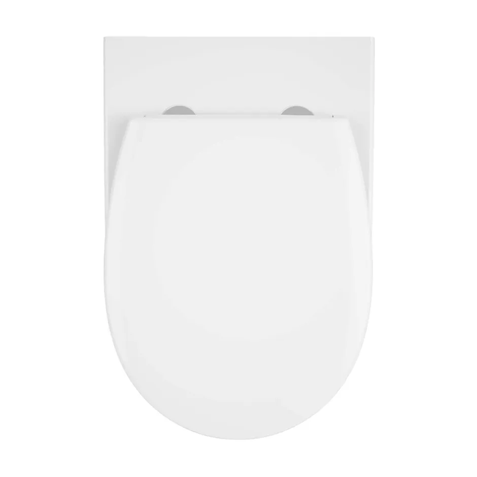 GoodHome Cuvette WC suspendue compacte sans bord avec abattant et frein de chute, sortie horizontale, blanc, Tasi