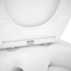 GoodHome Cuvette WC suspendue compacte sans bord avec abattant et frein de chute, sortie horizontale, blanc, Tasi