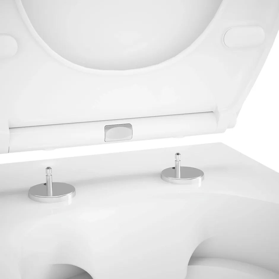GoodHome Cuvette WC suspendue compacte sans bord avec abattant et frein de chute, sortie horizontale, blanc, Tasi