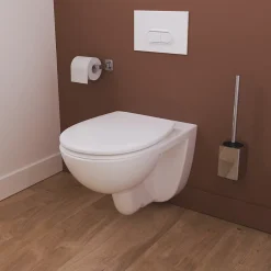 GoodHome Cuvette WC suspendue compacte sans bord avec abattant et frein de chute, sortie horizontale, blanc, Tasi