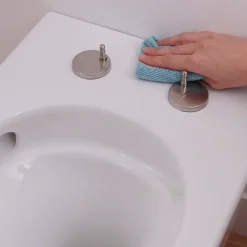 GoodHome Cuvette WC suspendue sans bride avec abattant déclipsable et frein de chute, sortie horizontale, blanc, effet Vortex, Cavally
