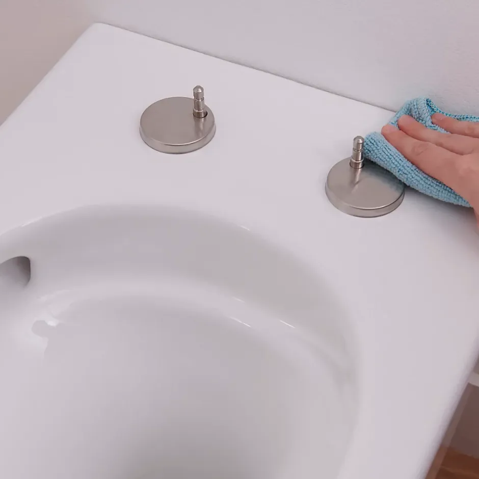 GoodHome Cuvette WC suspendue sans bride avec abattant déclipsable et frein de chute, sortie horizontale, blanc, effet Vortex, Cavally