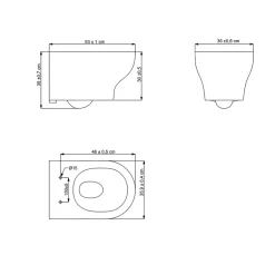 GoodHome Cuvette WC suspendue sans bride avec abattant déclipsable et frein de chute, sortie horizontale, blanc, effet Vortex, Cavally