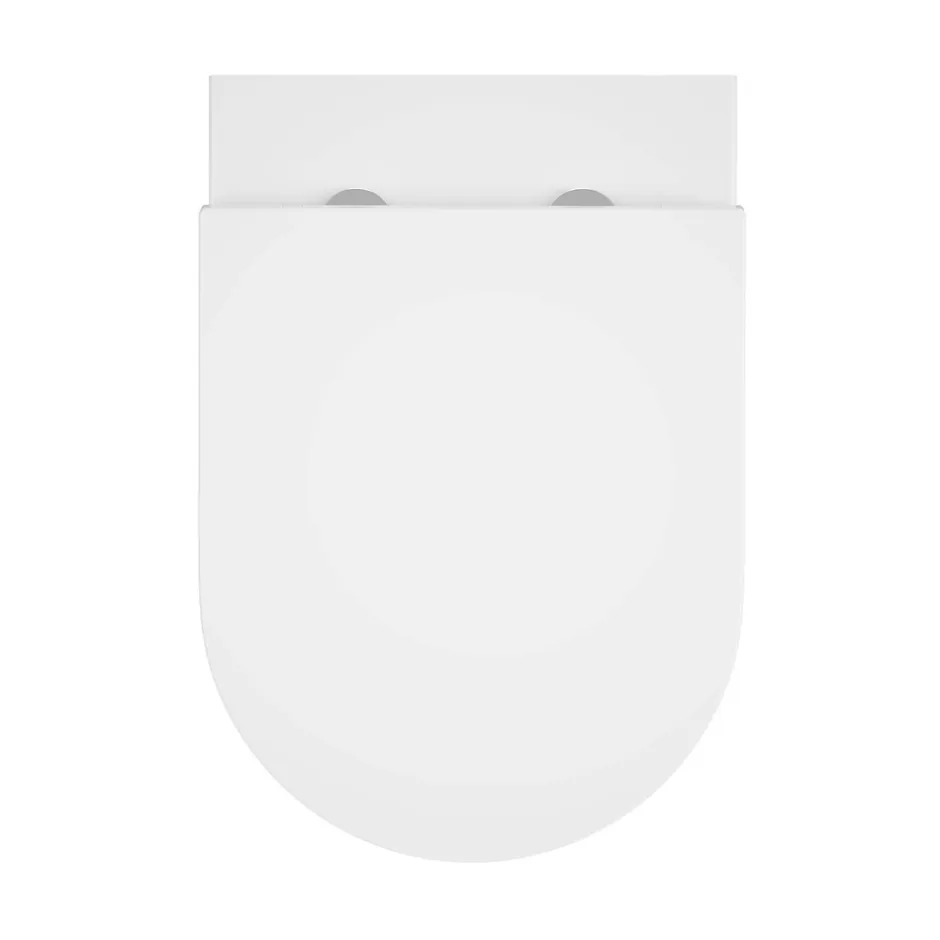 GoodHome Cuvette WC suspendue sans bride avec abattant déclipsable et frein de chute, sortie horizontale, blanc, effet Vortex, Cavally